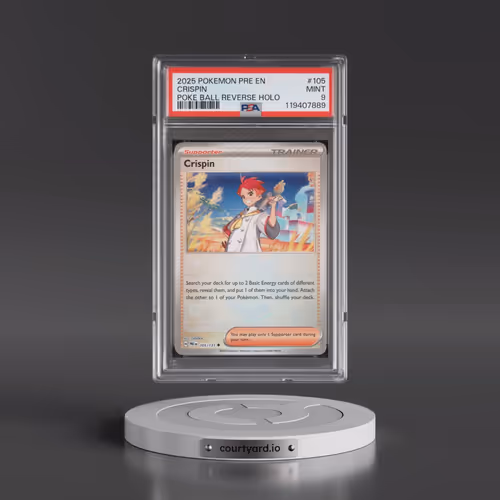 2025 Pokémon Pre EN-Prismatic Evolutions #105 Crispin - Reverse Holo Poke Ball (PSA 9 MINT)