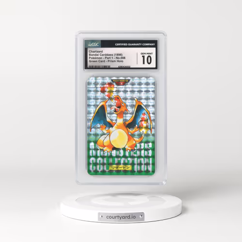 1996 Japanese Bandai Carddass #6 Charizard - Full Art Holo Green Card (CGC 10 GEM MINT)