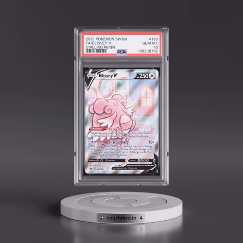 2021 Pokémon Sword & Shield Chilling Reign #183 Blissey V - Holo Full Art (PSA 10 GEM MINT)