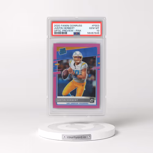 2020 Panini Donruss #P303 Justin Herbert - Optic Preview-Pink (PSA 10 GEM MINT)