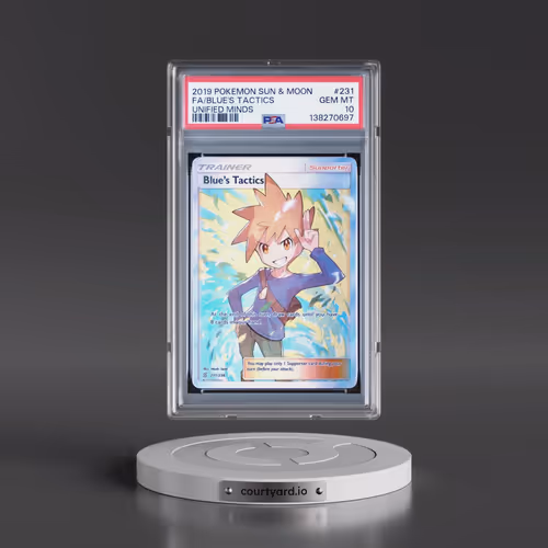 2019 Pokémon Sun & Moon Unified Minds #231 Blue's Tactics - Full Art (PSA 10 GEM MINT)