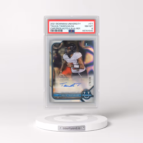 2021 Bowman University Chrome Prospect Autographs #TT Taulia Tagovailoa - Lava Refractor (PSA 8 NM-MT)