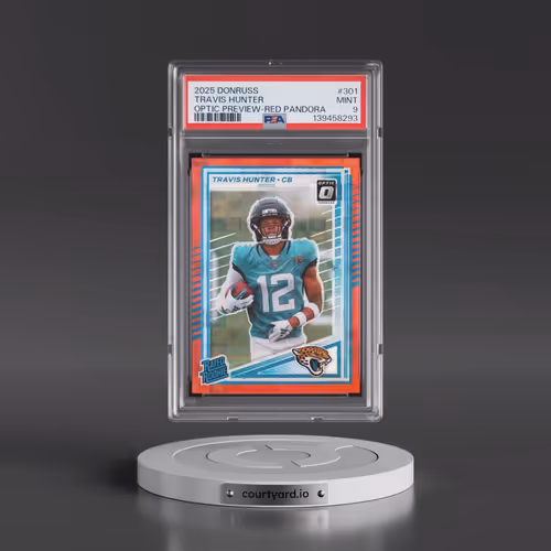 2025 Panini Donruss #301 Travis Hunter - Optic Preview-Red Pandora (PSA 9 MINT)