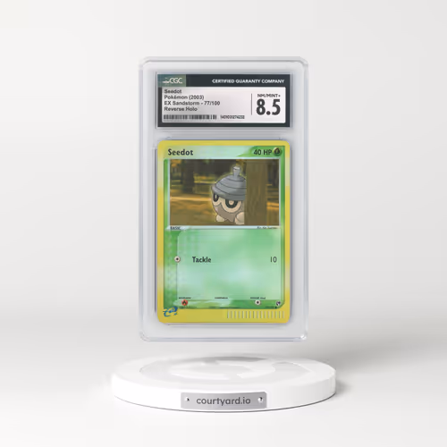 2003 EX Sandstorm (2003 Copyright, w/ "e" Symbol) #77/100 Seedot - Reverse Holo (CGC 8.5 NM-MT+)