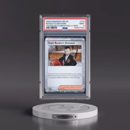 2025 Pokémon Dri EN-Destined Rivals #174 Team Rocket's Giovanni - Team Rocket's Mewtwo EX Box (PSA 9
