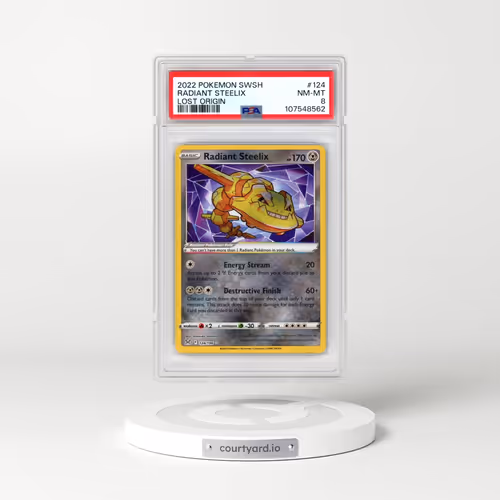 2022 Pokémon Sword & Shield Lost Origin #124 Radiant Steelix - Holo (PSA 8 NM-MT)