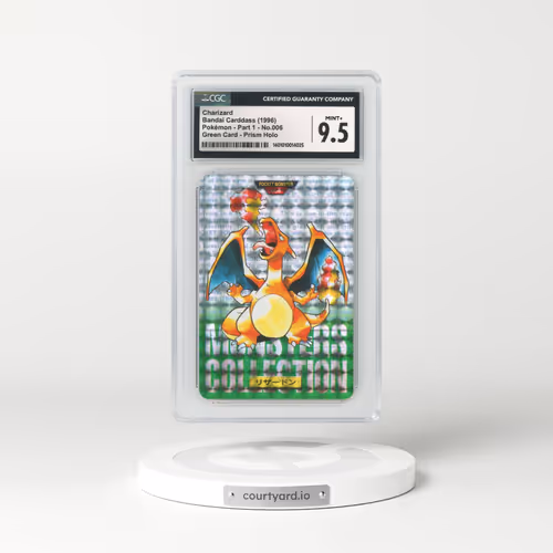 1996 Japanese Bandai Carddass #6 Charizard - Full Art Holo Green Card Prism (CGC 9.5 MINT+)