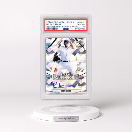 2020 Leaf Metal Rookie Autograph #MRRG1 Riley Greene - Silver Crystal (PSA 10 GEM MINT)