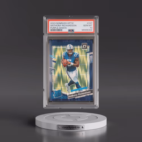 2023 Panini Donruss Optic #247 Anthony Richardson - Purple Shock (PSA 10 GEM MINT)