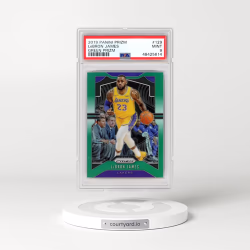 2019 Panini Prizm #129 LeBron James - Green Prizm (PSA 9 MINT)