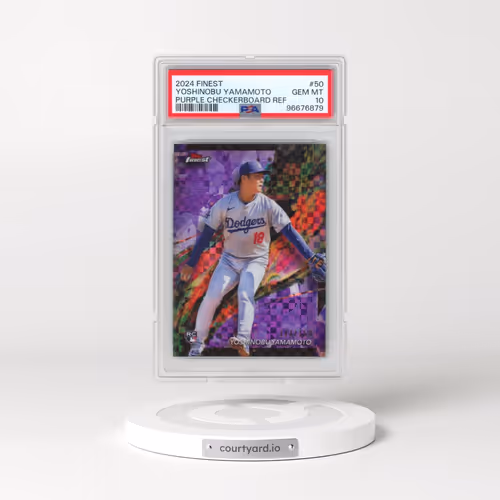 2024 Topps Finest #50 Yoshinobu Yamamoto - Purple Checkerboard Refractor (PSA 10 GEM MINT)