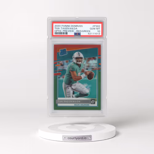 2020 Panini Donruss #P302 Tua Tagovailoa - Optic Preview-Red/Green (PSA 10 GEM MINT)