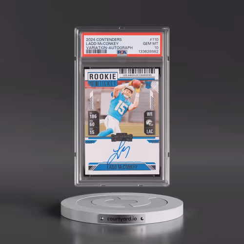 2024 Panini Contenders #110 Ladd McConkey - Variation-Autograph (PSA 10 GEM MINT)
