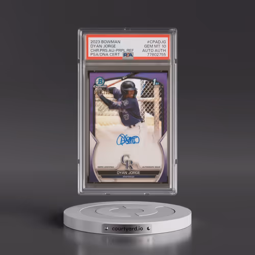 2023 Bowman Chrome Prospect Autographs #CPADJG Dyan Jorge - Purple Refractor (PSA 10 GEM MINT)