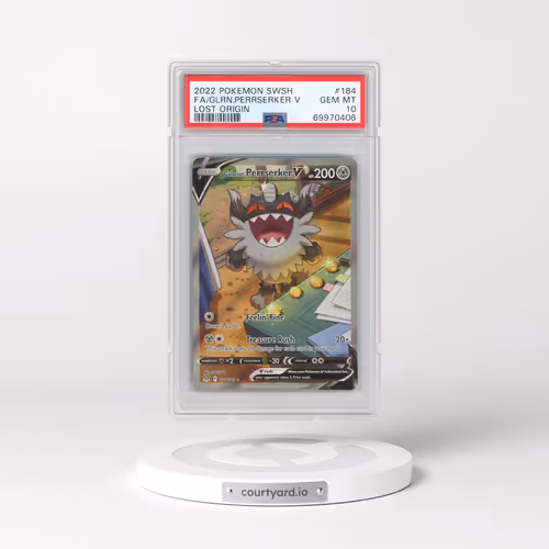 2022 Pokémon Sword & Shield Lost Origin #184 Galarian Perrserker V - Holo Full Art (PSA 10 GEM MINT)