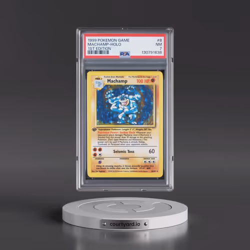1999 Pokémon Game #8 Machamp - 1st Edition Holo (PSA 7 NM)