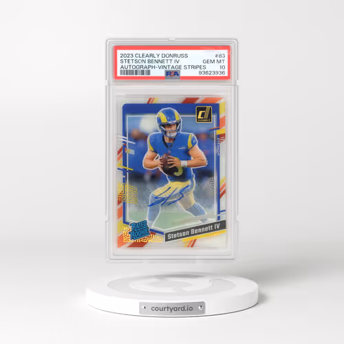 2023 Panini Clearly Donruss #83 Stetson Bennett IV - Autograph-Vintage Stripes (PSA 10 GEM MINT)