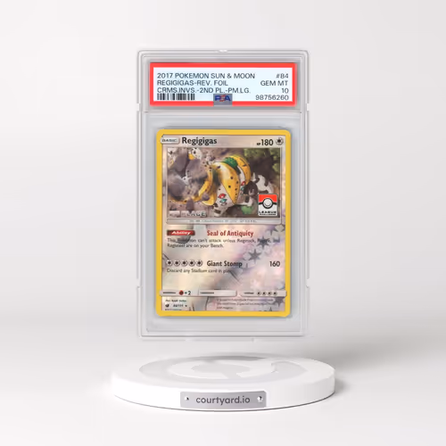 2017 Pokémon Sun & Moon Crimson Invasion #84 Regigigas - Reverse Foil 2nd Place-Pokemon League (PSA