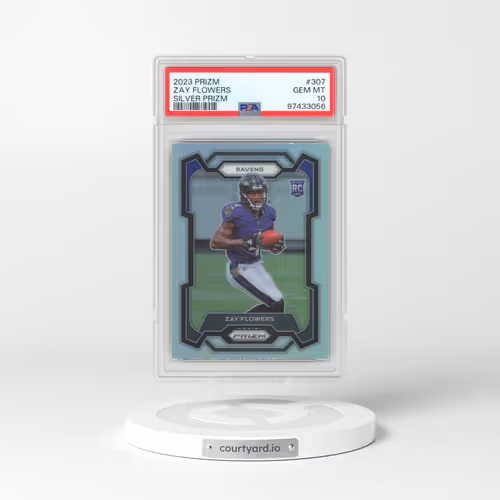 2023 Panini Prizm #307 Zay Flowers - Silver Prizm (PSA 10 GEM MINT)
