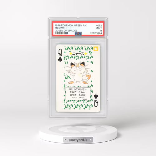 1996 Japanese Green Playing Cards #52 Meowth - Queen of Spades (PSA 9 MINT)
