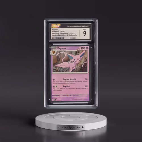 2024 Prismatic Evolutions - PRE EN #033/131 Espeon - (Cosmos Holo) Costco Exclusive 8-Tin Bundle (CG