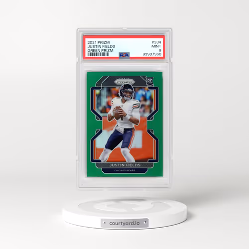 2021 Panini Prizm #334 Justin Fields - Green Prizm (PSA 9 MINT)