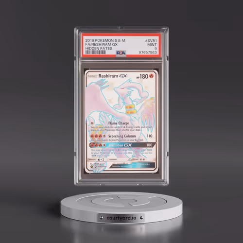 2019 Pokémon Sun & Moon Hidden Fates #SV51 Reshiram GX - Holo Full Art (PSA 9 MINT)