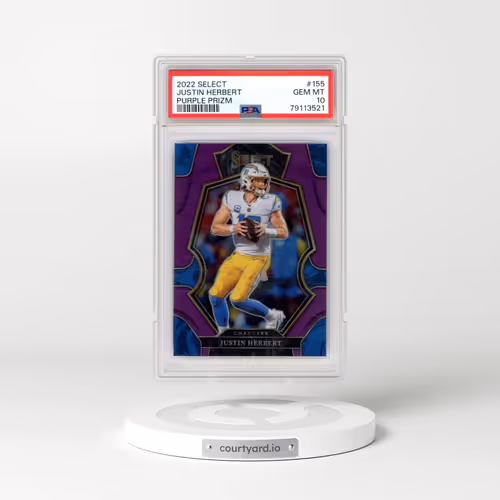 2022 Panini Select #155 Justin Herbert - Purple Prizm (PSA 10 GEM MINT)