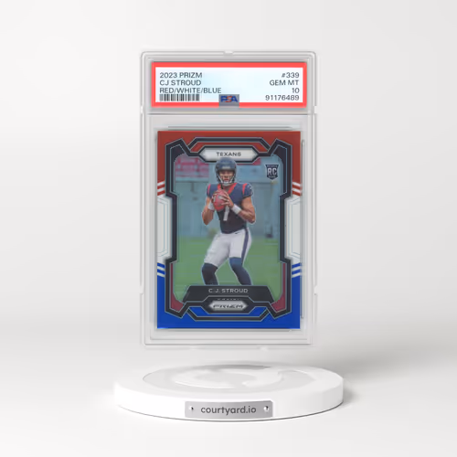 2023 Panini Prizm #339 CJ Stroud - Red/White/Blue Prizm (PSA 10 GEM MINT)