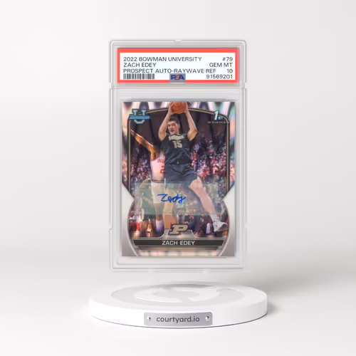 2022 Bowman Chrome University #79 Zach Edey - Prospect Autograph-Raywave Refractor (PSA 10 GEM MINT)