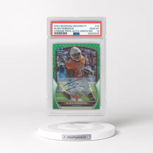 2022 Bowman University Chrome Prospects #70 Bijan Robinson - Autograph-Green Refractor (PSA 10 GEM MINT)