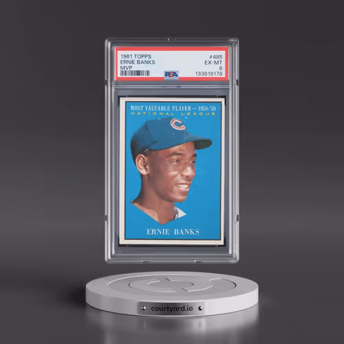 1961 Topps #485 Ernie Banks - MVP (PSA 6 EX-MT)