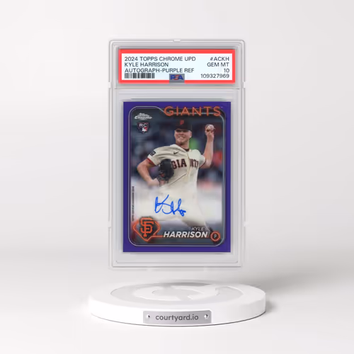 2024 Topps Chrome Update Chrome Baseball Update Series Autographs #ACKH Kyle Harrison - Purple Refractor (PSA 10 GEM MINT)