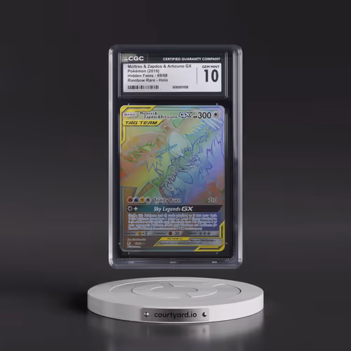 2019 Hidden Fates #69/68 Moltres & Zapdos & Articuno GX - Rainbow Rare Holo (CGC 10 GEM MINT