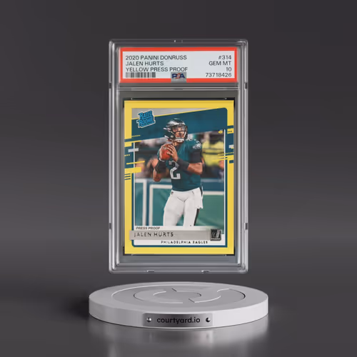 2020 Panini Donruss #314 Jalen Hurts - Yellow Press Proof (PSA 10 GEM MINT)