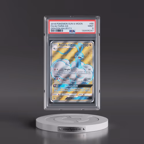 2018 Pokémon Sun & Moon Dragon Majesty #68 Altaria GX - Holo Full Art (PSA 9 MINT)