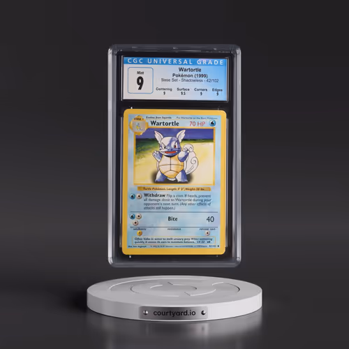 1999 Base Set #42/102 Wartortle - Shadowless Shadowless (CGC 9 MINT)