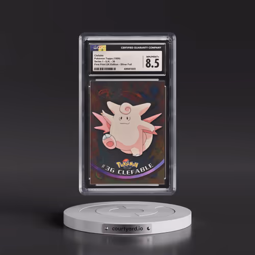 1999 Series 1 (Circular Nintendo Seal) #36 Clefable - 1st Print UK Ed (Blue Topps Logo) Silver Foil