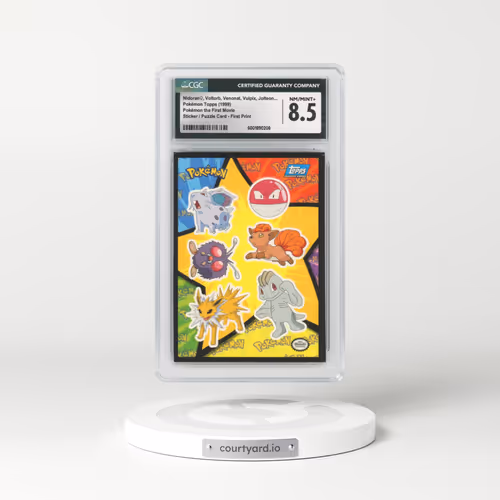 1999 Pokémon the First Movie Nidoran ♀, Voltorb, Venonat, Vulpix, Jolteon, Machop - Sticker / Ash Puzzle Card First Print (Blue Topps Logo) (CGC 8.5 NM-MT+)