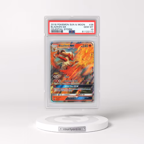 2018 Pokémon Sun & Moon Celestial Storm #28 Blaziken GX - Holo (PSA 10 GEM MINT)
