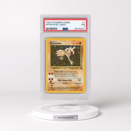 1999 Pokémon Fossil #7 Hitmonlee - Holo (PSA 7 NM)