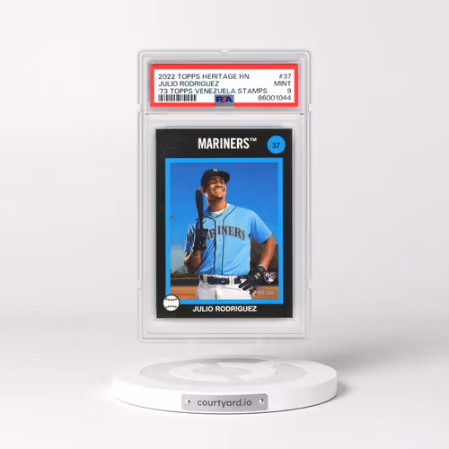 2022 Topps Heritage 1973 Topps Venezuela Stamps #37 Julio Rodriguez (PSA 9 MINT)