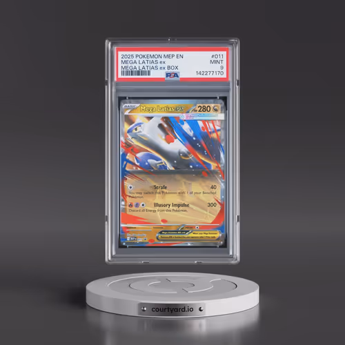 2025 Pokémon Mep EN-Me Black Star Promo #011 Mega Latias EX - Holo Mega Latias EX Box (PSA 9 MINT)