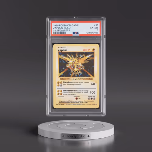 1999 Pokémon Game #16 Zapdos - Holo Shadowless (PSA 6 EX-MT)