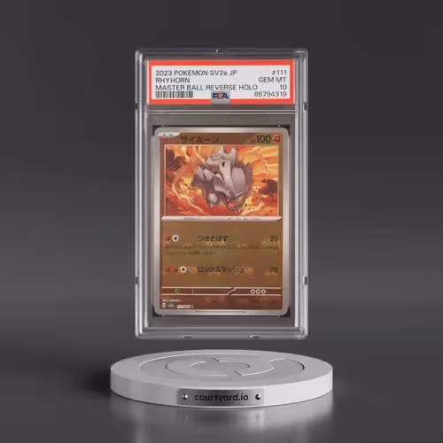 2023 Pokémon Sv2a-Pokémon 151 #111 Rhyhorn - Reverse Holo Master Ball (PSA 10 GEM MINT)