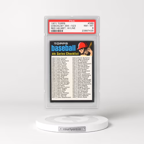 1971 Topps #369 Checklist 394-523 - Red Helmet, w/Line (PSA 8 NM-MT)