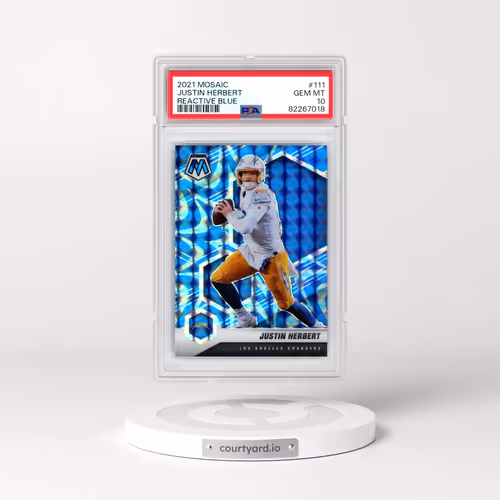 2021 Panini Mosaic #111 Justin Herbert - Reactive Blue (PSA 10 GEM MINT)