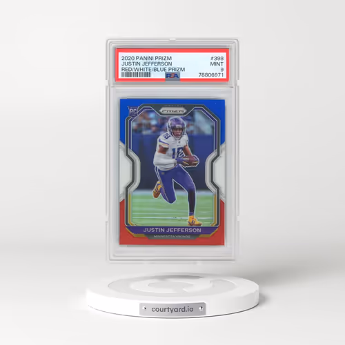 2020 Panini Prizm #398 Justin Jefferson - Red/White/Blue Prizm (PSA 9 MINT)