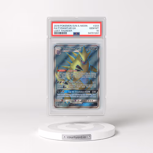 2018 Pokémon Sun & Moon Lost Thunder #203 Tyranitar GX - Holo Full Art (PSA 10 GEM MINT)