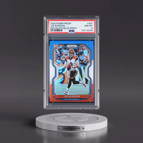 2020 Panini Prizm #307 Joe Burrow - Red/White/Blue Prizm (PSA 8 NM-MT)